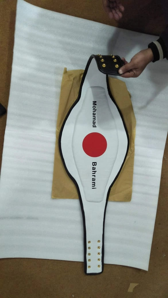 Close-up of Japan flag and athlete name during the back printing process.