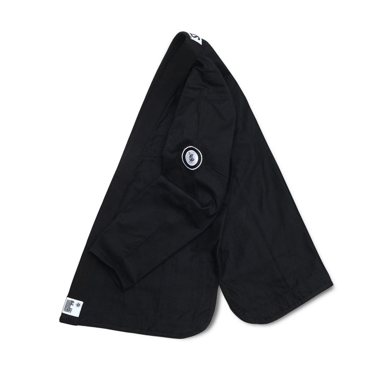 Detailed stitching on sleeve of Sahib Competition Series Handmade Black BJJ Gi Kyushu 1877