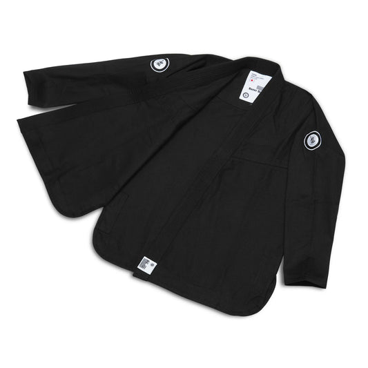 Close-up of black pearl weave fabric detail on Sahib Competition Series Kyushu 1877 BJJ gi