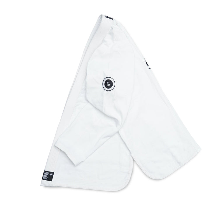 Pearl weave fabric detail on Sahib Competition Series Handmade White BJJ Gi Kyushu 1877 jacket