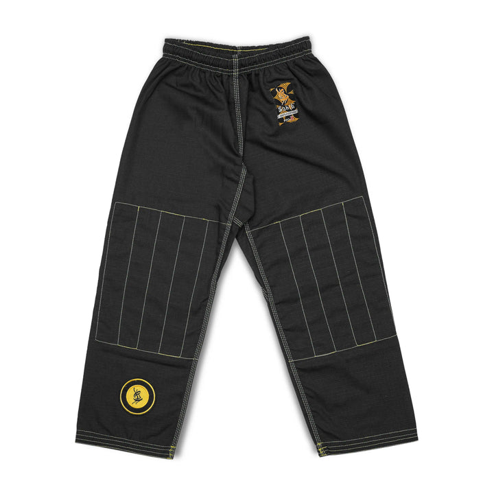 Back view stitching detail of Sahib black youth BJJ gi pants – Dubai edition