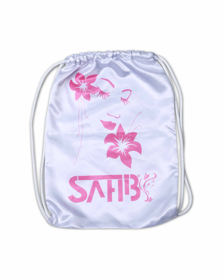 Matching pink floral sublimated drawstring bag – Sahib Girl Power women’s Jiu Jitsu Kimono set