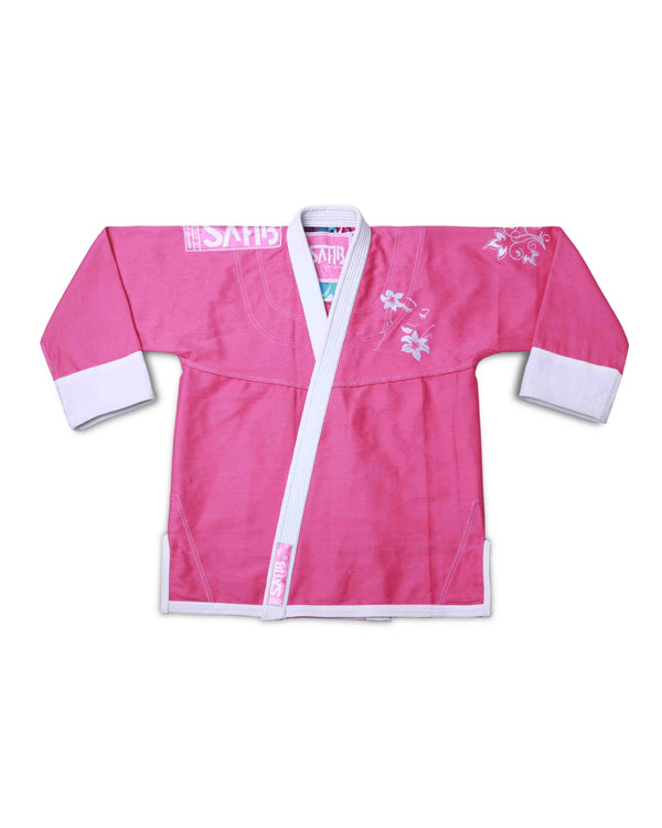Sahib Girl Power Pink Jiu Jitsu Kimono for women – premium floral BJJ Gi front view