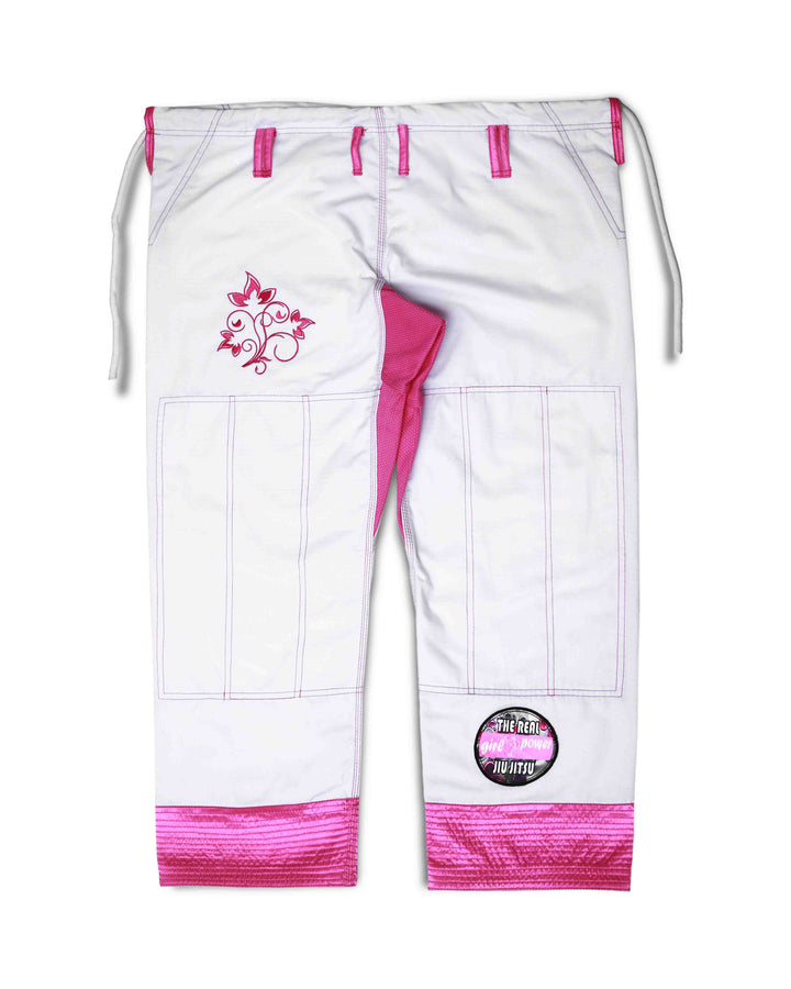 Pink BJJ Gi trousers for women – Sahib Girl Power kimono with floral embroidery and reinforced stitching