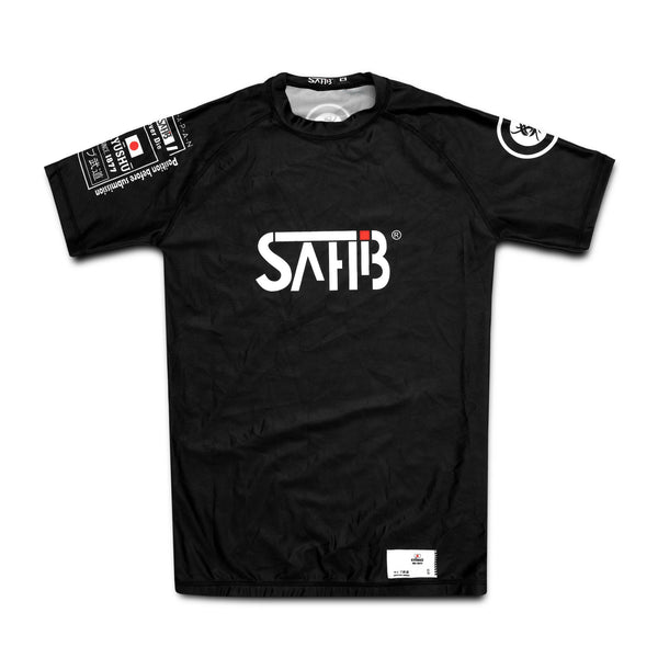 Sahib Competition Series Kyushu 1877 Pro BJJ Gear black rashguard front view