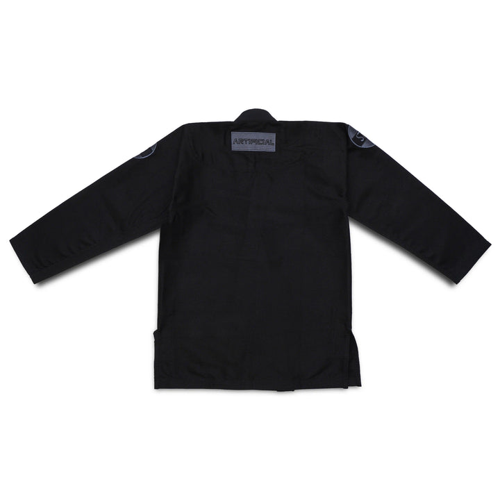 Back view of Sahib® Artificial Series BJJ Kimono – minimalist black gi with reinforced seams for training and competition