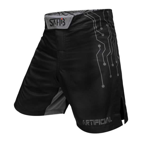 Fighter performing left kick in Sahib Artificial Series MMA Shorts
