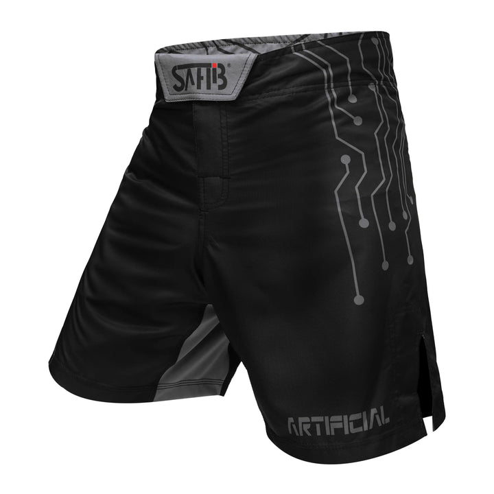 Fighter performing left kick in Sahib Artificial Series MMA Shorts