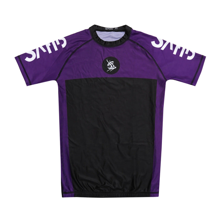 Purple Sahib® Ranked Rashguard front cut – performance compression and flatlock seams