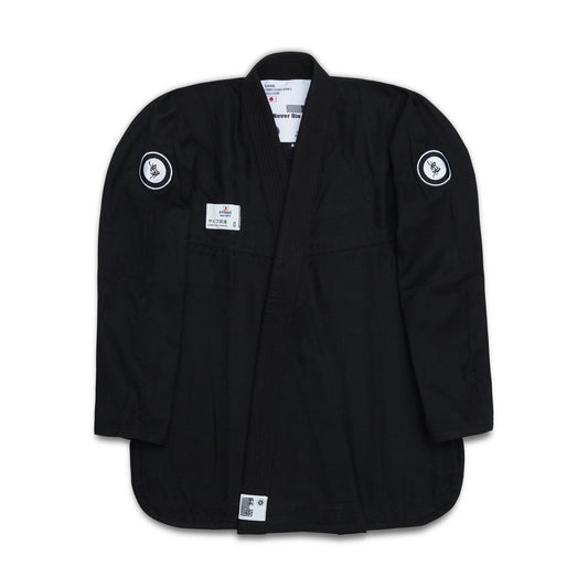 Sahib Competition Series Handmade Black BJJ Gi Kyushu 1877 front view, premium 350 GSM pearl weave