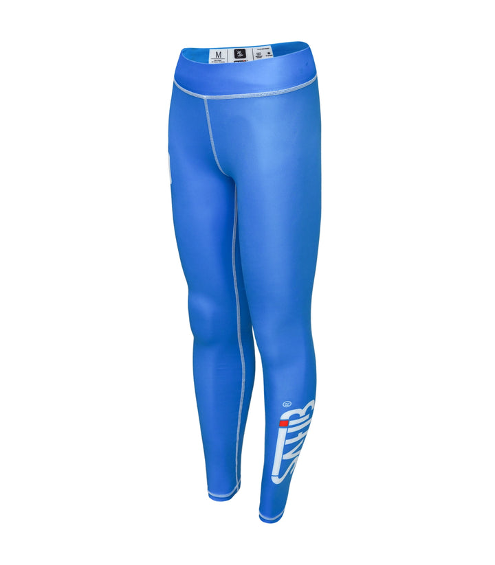 Right view of Sahib® blue ranked BJJ leggings – ideal for Brazilian Jiu-Jitsu and martial arts training.