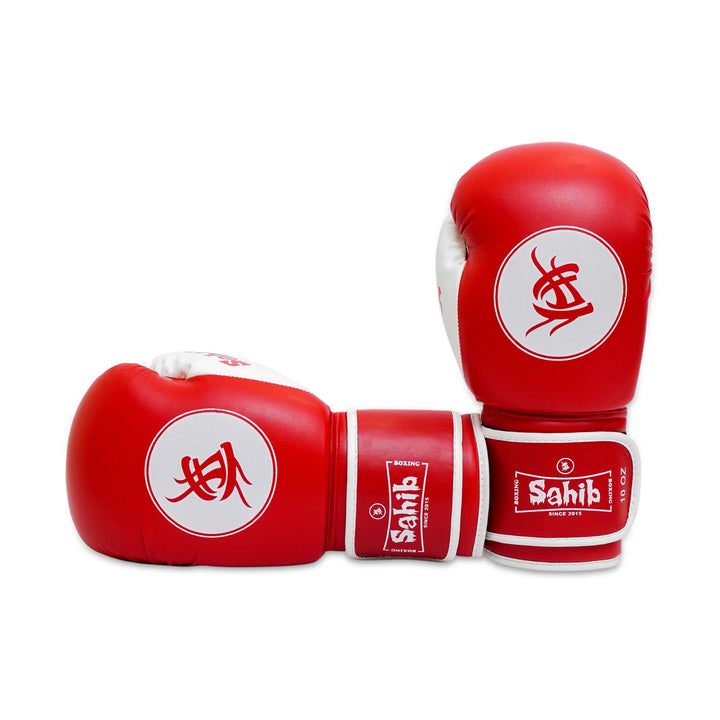 Front view of red Sahib® boxing gloves – high-impact foam for serious training