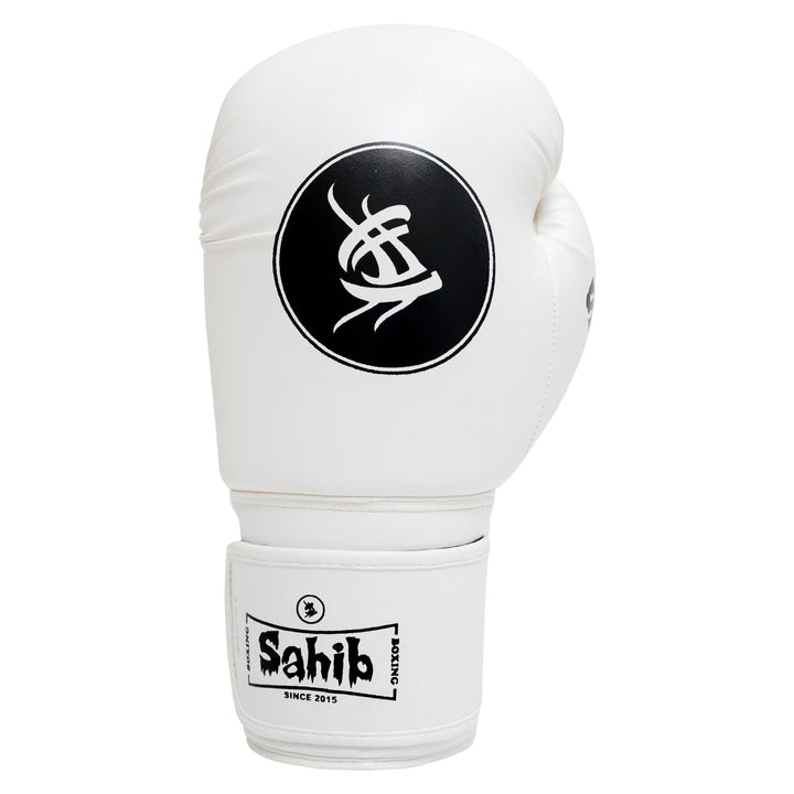 Top view of white Sahib® punch gloves – ergonomic fit with strong wrist support