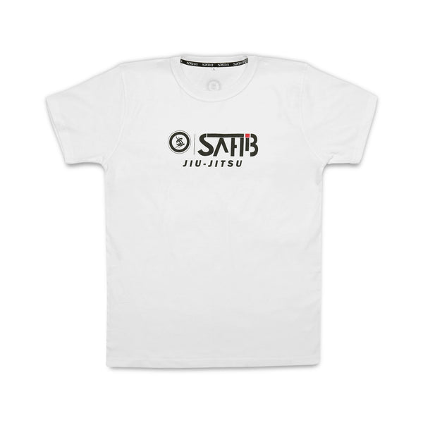 Front view of Sahib® Competition Series Streetwear T-Shirt in white with bold chest logo