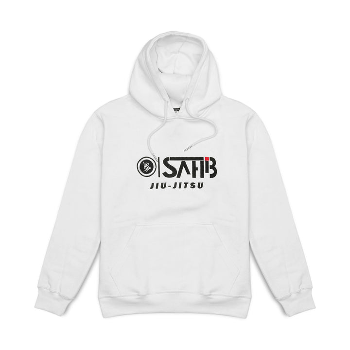 Sahib Competition Series white hoodie for martial arts and streetwear – front design