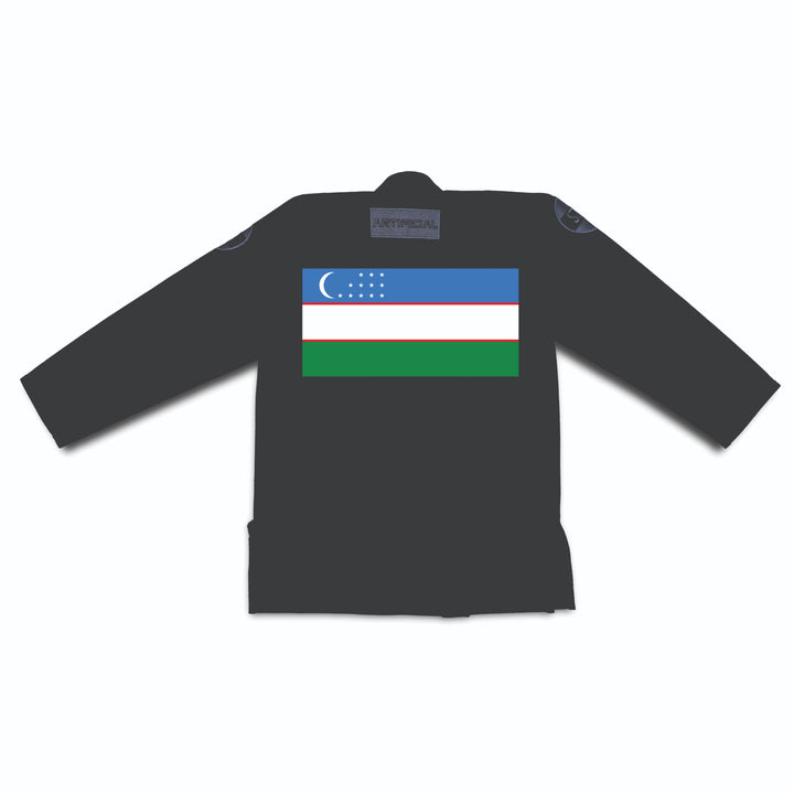 Custom BJJ Gi – Uzbekistan Flag Back Personalization by Sahib”