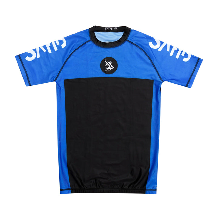 Blue Sahib® No-Gi Ranked Rashguard front view – IBJJF-compliant rank color with anti-slip waistband