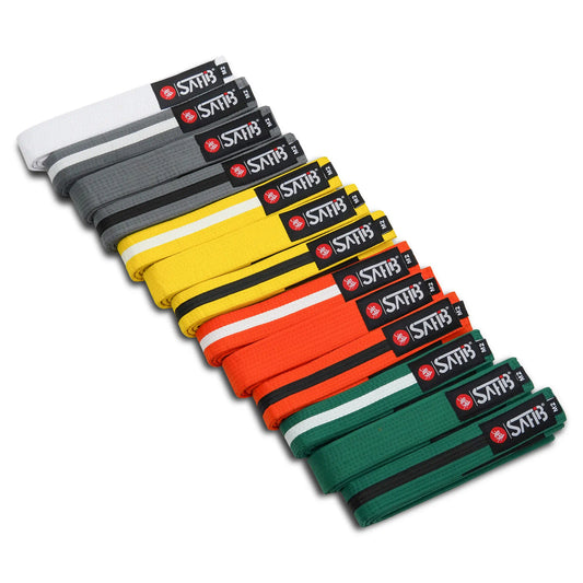Sahib® Junior BJJ Belt – full lineup of training belts in vibrant kids rank colors