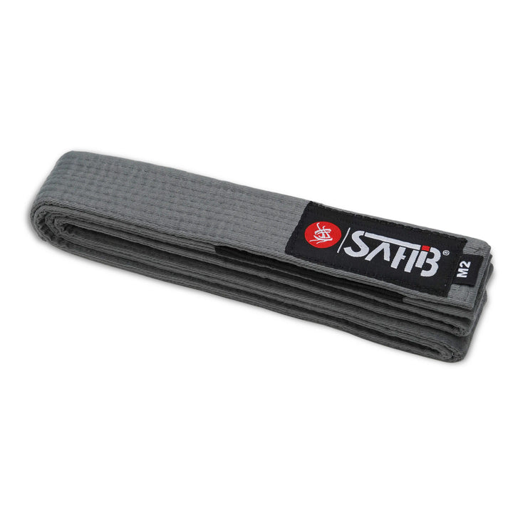 Sahib® Junior BJJ Belt – Full View of Gray Kids Rank Belt