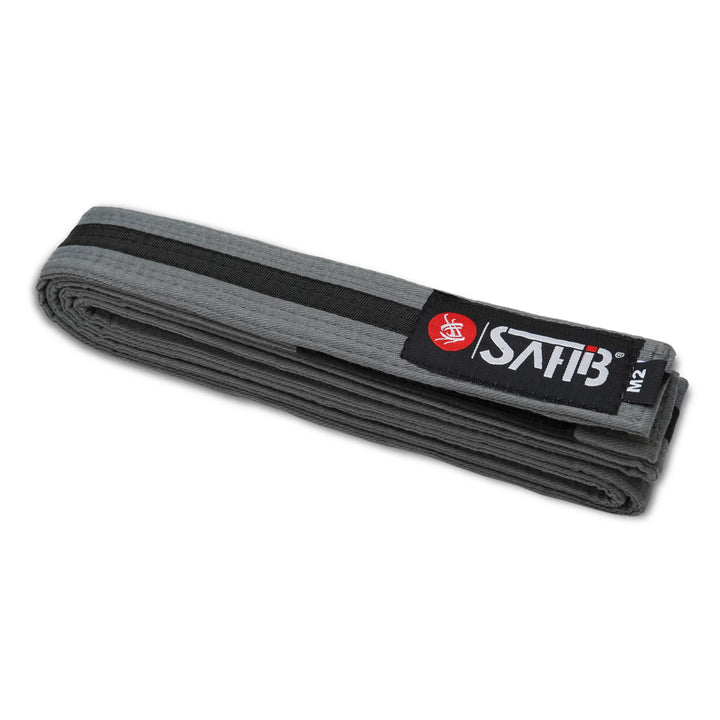 Sahib® Junior BJJ Belt – Gray‑Black Full View for Junior Training