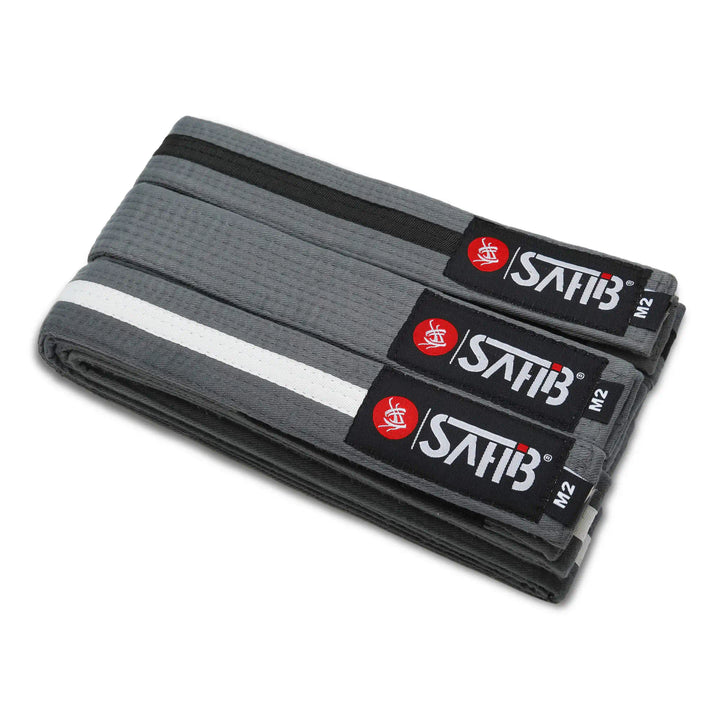 Sahib® Junior BJJ Belt – Gray‑Black Combo Full View for Junior Training