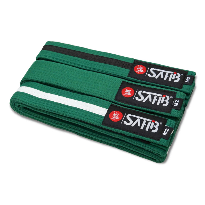 Sahib® Junior BJJ Belt – Green‑Black‑White Belt Full View for Kids