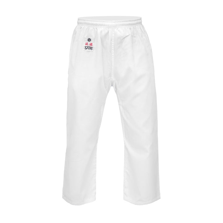 Front view of trousers from Sahib® Student Karate Gi – comfortable drawstring pants for karate practice and sparring