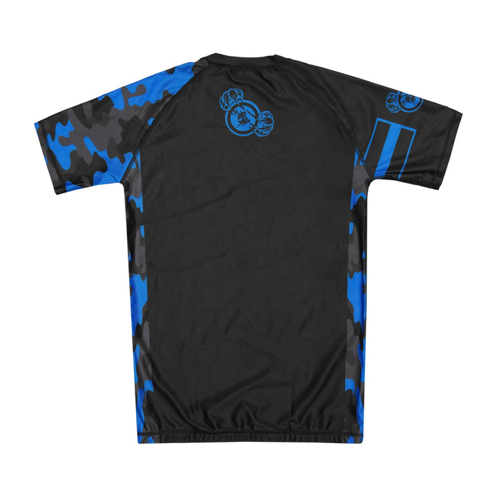  Back View – Sahib® Knuckles Blue Ranked Rash Guard for Grappling & MMA