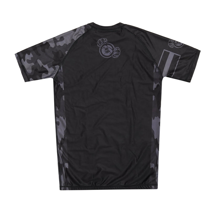 Sahib® Knuckles Gray Rashguard – Compression Fit BJJ Gear for MMA & Grappling Back View