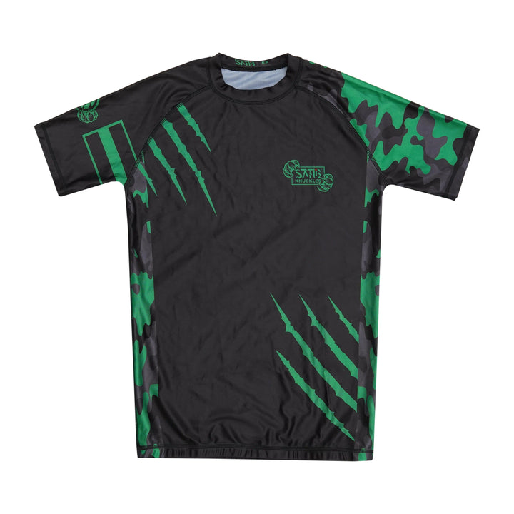 Sahib® Knuckles green athletic rashguard for Brazilian Jiu-Jitsu and MMA