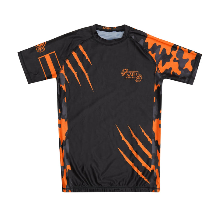Sahib® Knuckles orange compression rashguard for MMA and BJJ training