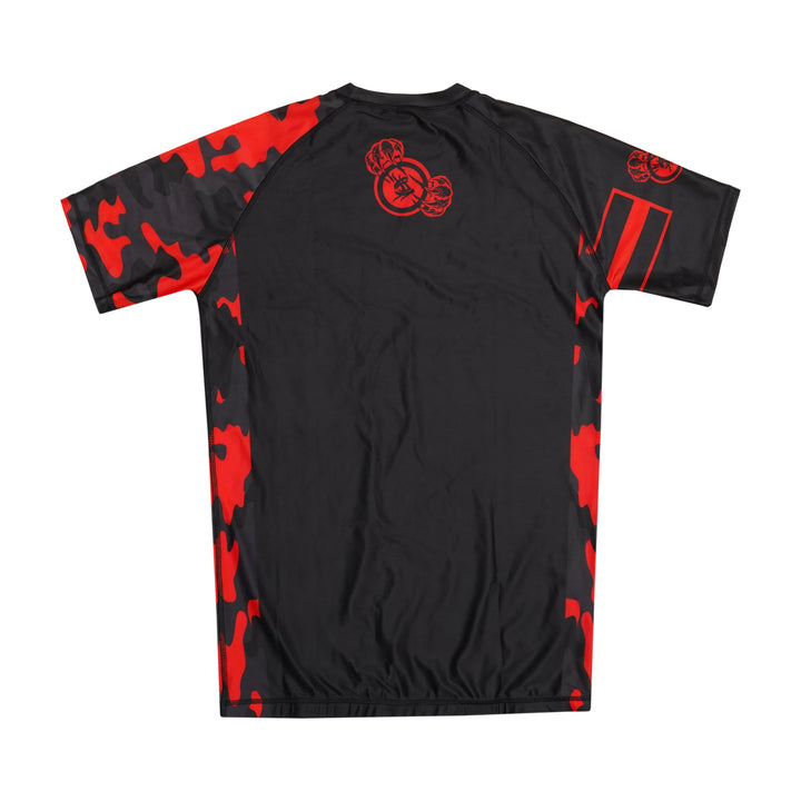 Sahib® Knuckles Red Rashguard – Compression Fit BJJ Gear for MMA & Grappling Back View