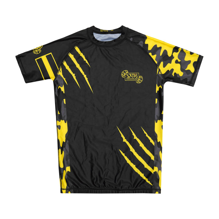 Sahib® Knuckles Yellow Rashguard – Compression Fit BJJ Gear for MMA & Grappling Front View