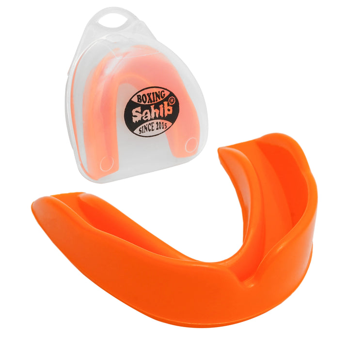 Orange protective mouthguard for MMA, judo, and rugby