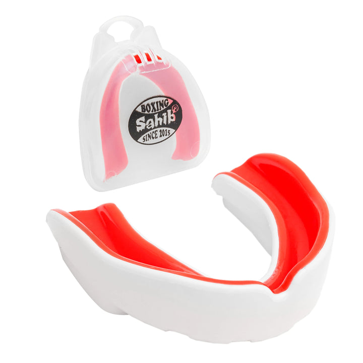 Sahib Performance Gum Shield – White & Orange in Use