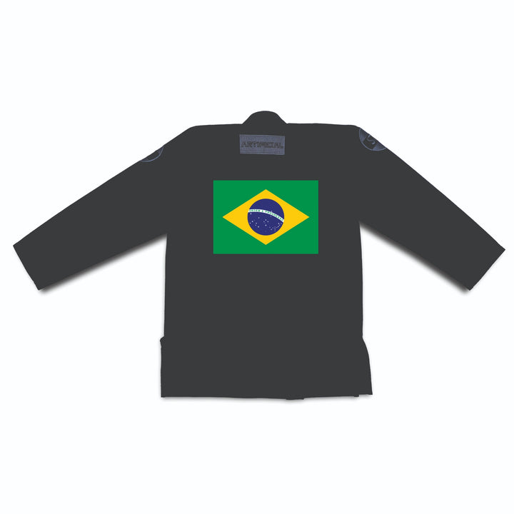 “Personalized BJJ Gi with Brazil Flag – Sahib Custom Kimono Back View”