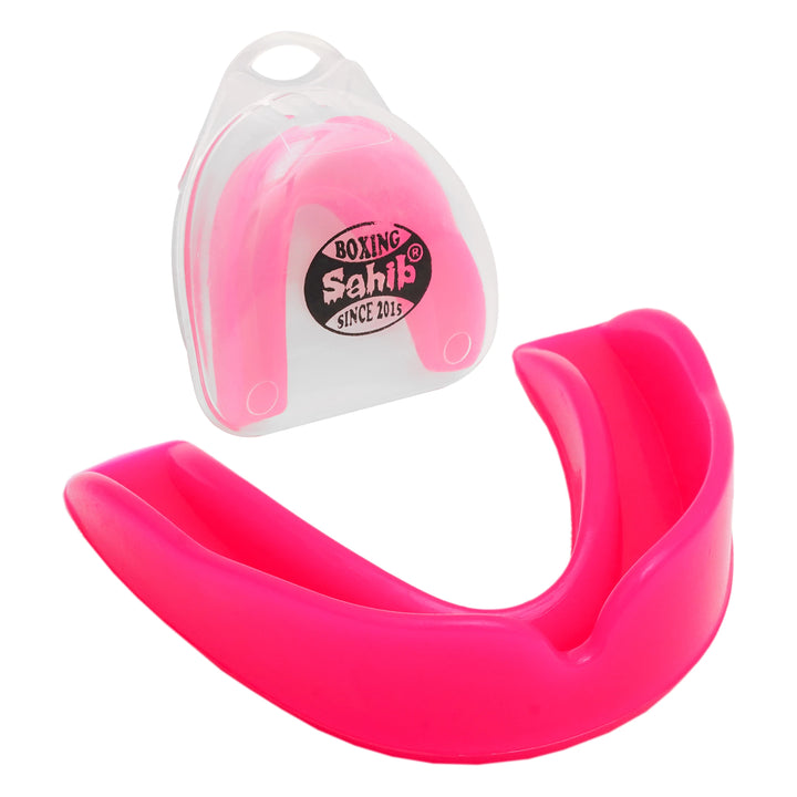 Pink mouthguard for contact sports with breathable design