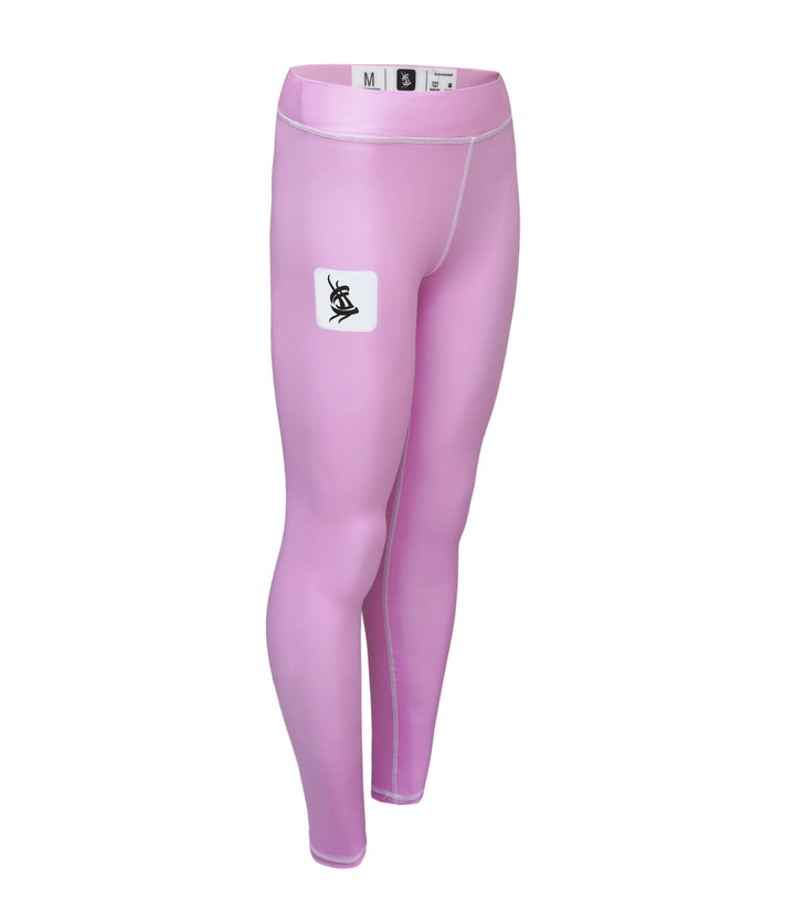 Side view of Sahib® purple leggings – showing flexibility and comfort for grappling or lifting.