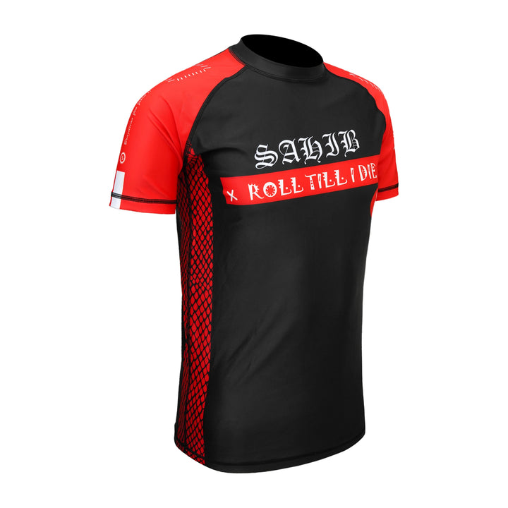 Red Rashguard Side Profile – Sahib® Roll Till I Die