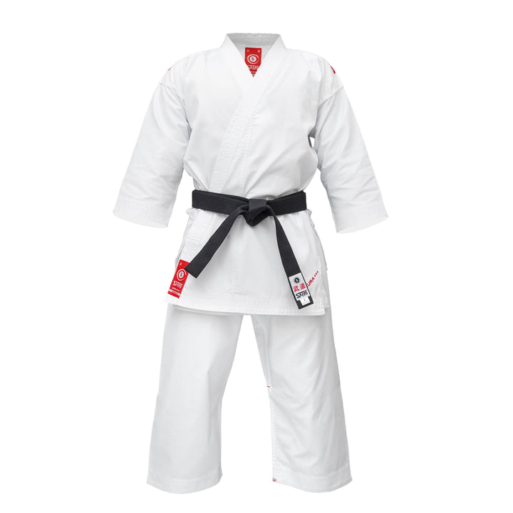 Front view of Sahib® Sakura Red Label Karate Gi – lightweight martial arts uniform for students and competition training