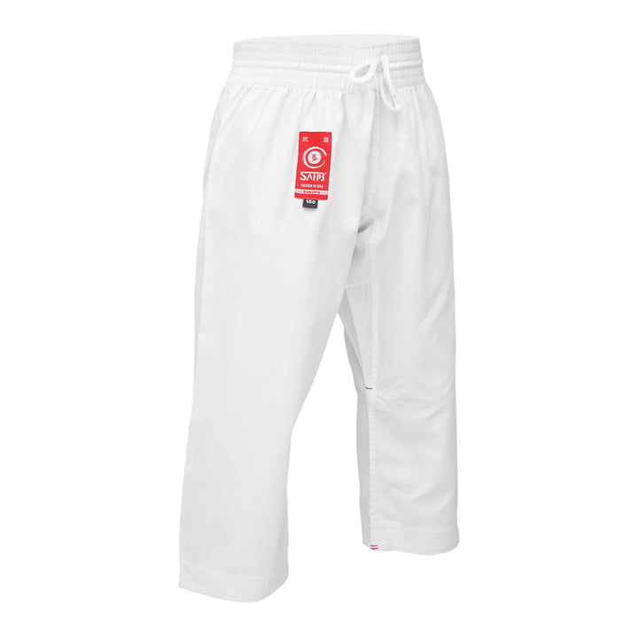 Elastic waistband and drawstring on Sahib® Sakura Red Label Karate Gi pants – secure fit for active martial arts training