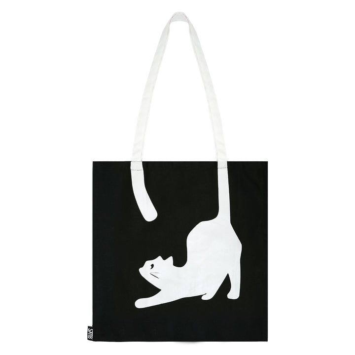 Black cat sketch print on Sahib® cotton twill tote – artistic reusable bag for UAE lifestyle
