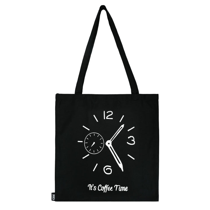Coffee time print on Sahib® cotton tote bag – eco-friendly reusable shopping bag Dubai