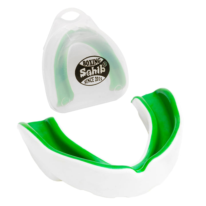 Sahib Mouthguard White and Green – Training Shield Close-Up
