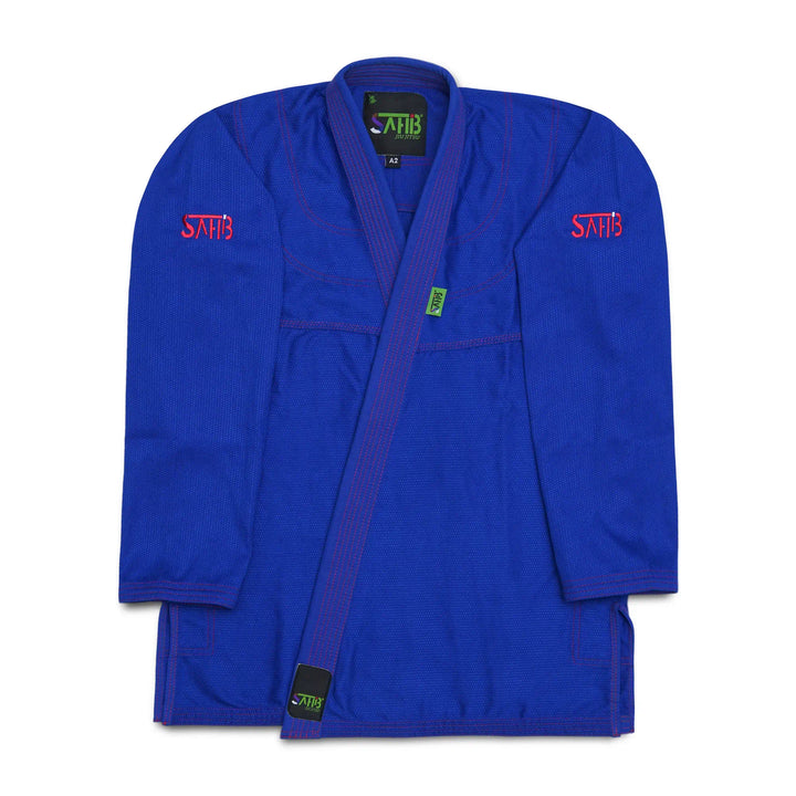 Sahib® UAE Series V2 BJJ Kimono in blue and red – front view of high-performance gi for Jiu Jitsu students and clubs