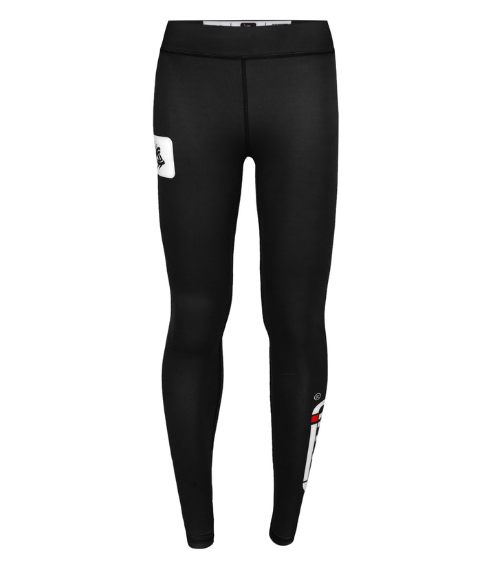 Front view of Sahib® Women's black compression leggings – designed for BJJ, MMA, and high-performance training.