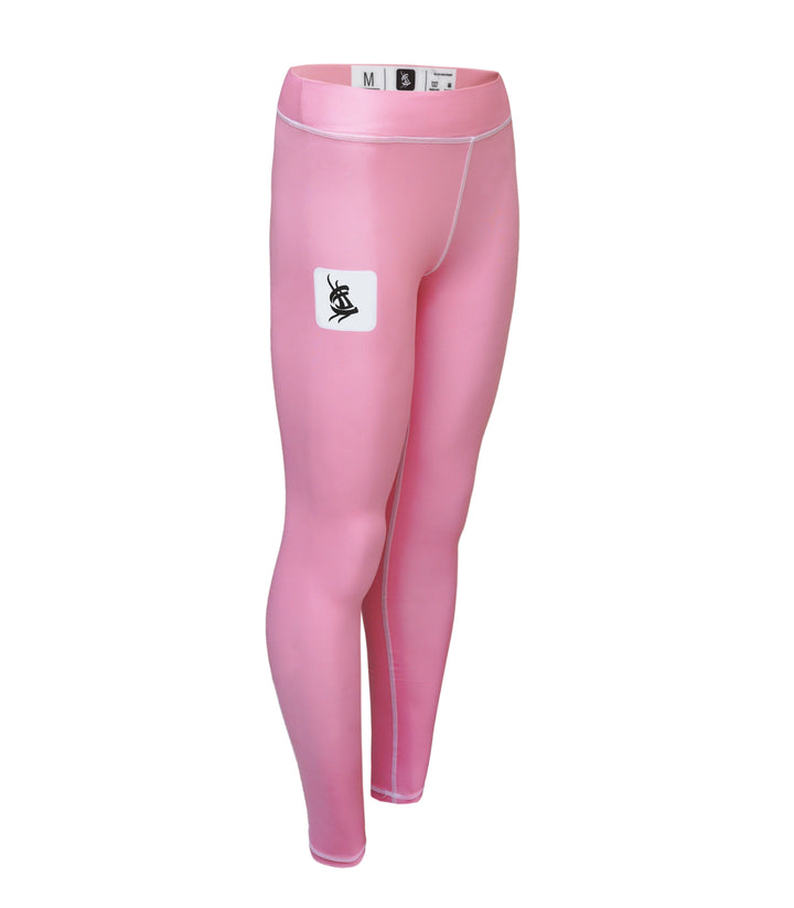 Left view of Sahib® pink athletic leggings – built for grappling, yoga, or casual fitness.
