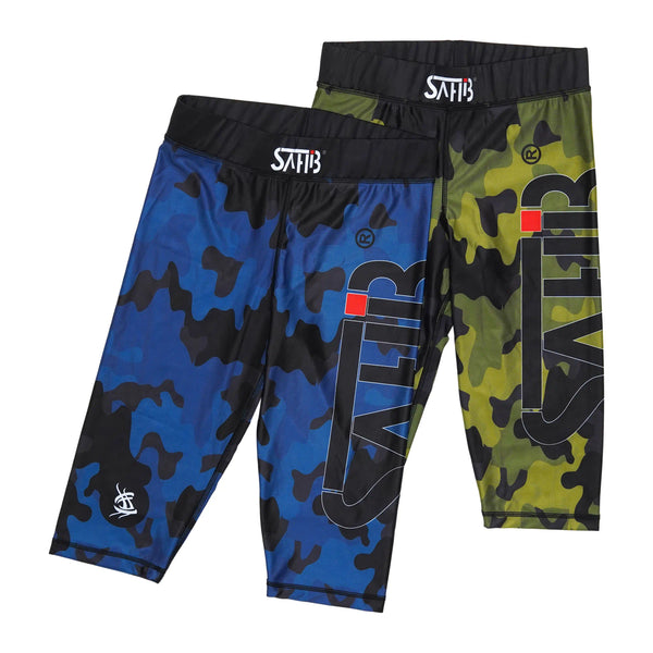 Sahib® StrikeWeave Camo Compression Shorts – Dual Color Poster (Navy Night & Stealth Olive)