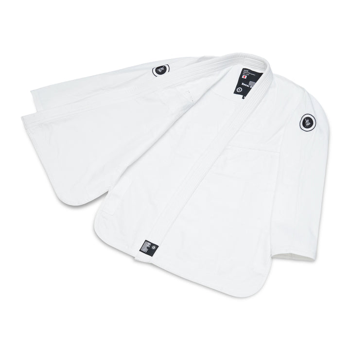 Close-up of reinforced inner piping on Sahib Competition Series Handmade White Kyushu 1877 gi jacket